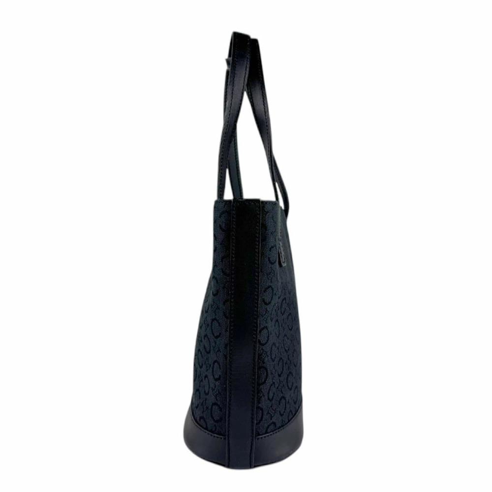 Celine C Macadam Canvas Leather Handbag Black - Picture 2 of 5